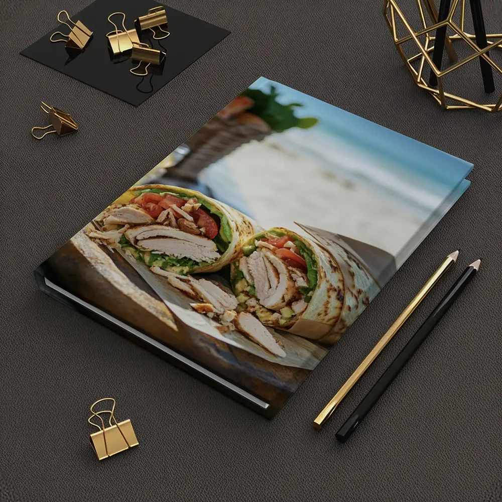 Chicken Wrap Sandwich On Beach Setting – Notebooks