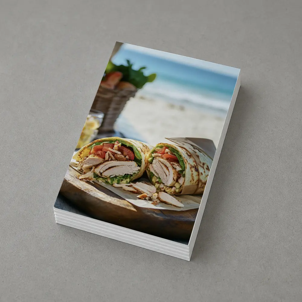 Chicken Wrap Sandwich On Beach Setting – Postcards