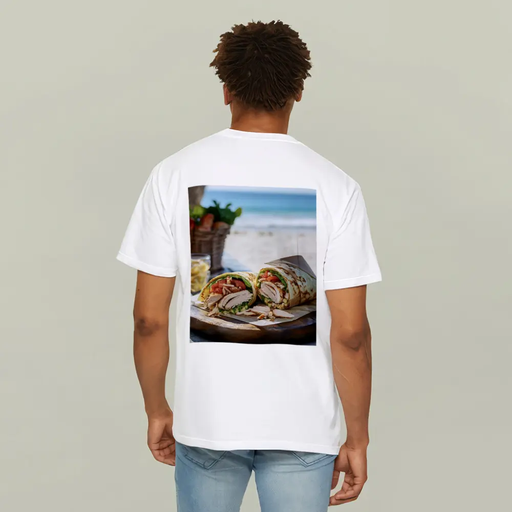 Chicken Wrap Sandwich On Beach Setting – T-Shirts