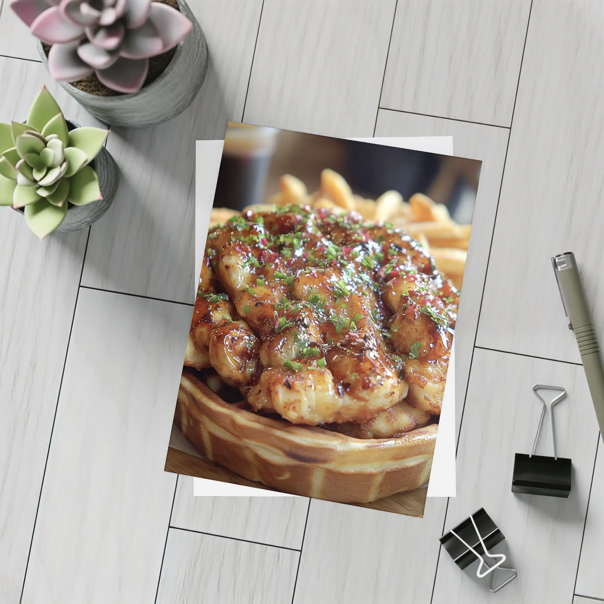 Glazed Chicken Waffle Bowl With Fries – Postcards