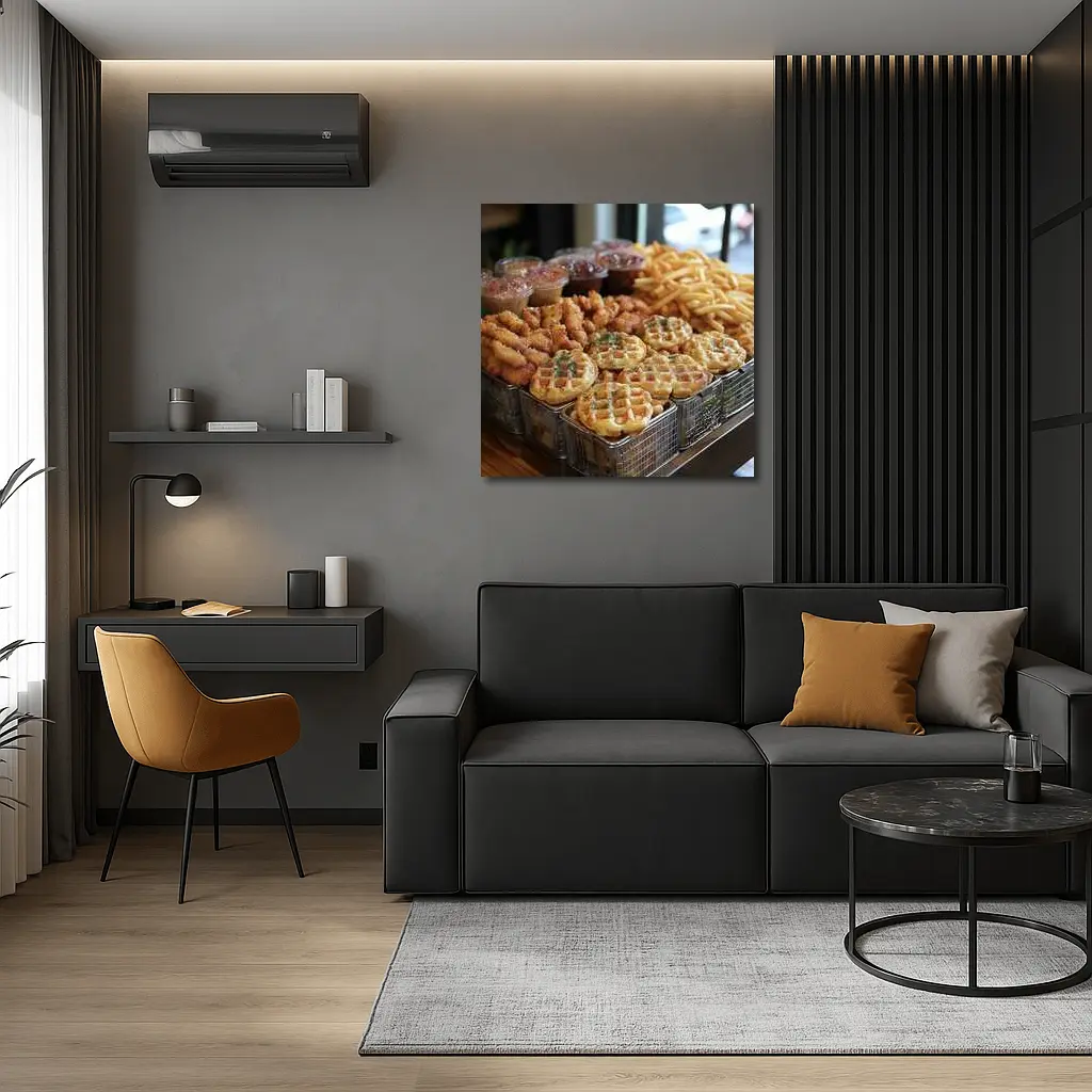 Fried Chicken Waffles and Fries Spread – Wall Art