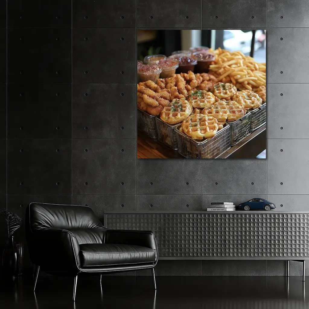 Fried Chicken Waffles and Fries Spread – Wall Art