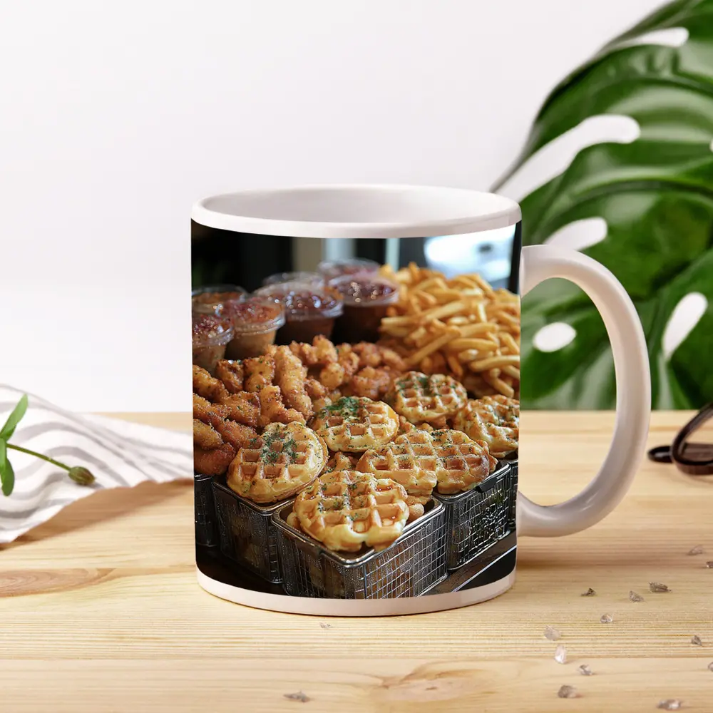 Fried Chicken Waffles and Fries Spread – Mugs