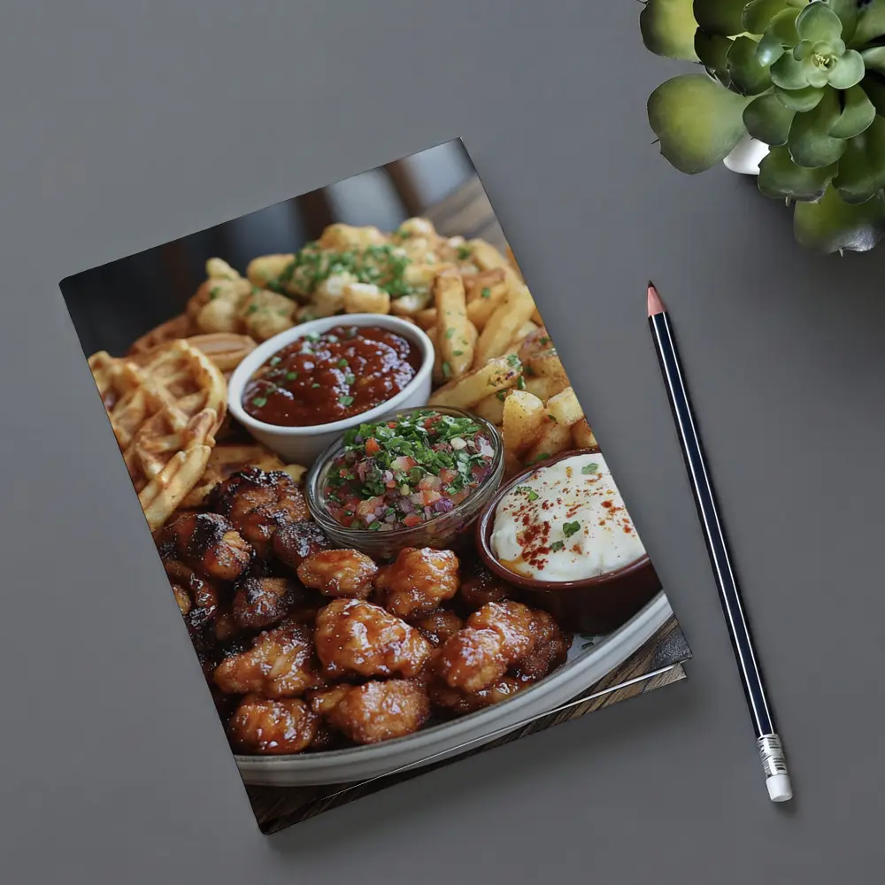 Crispy Chicken Waffles Fries Platter Dipping Sauces – Notebooks