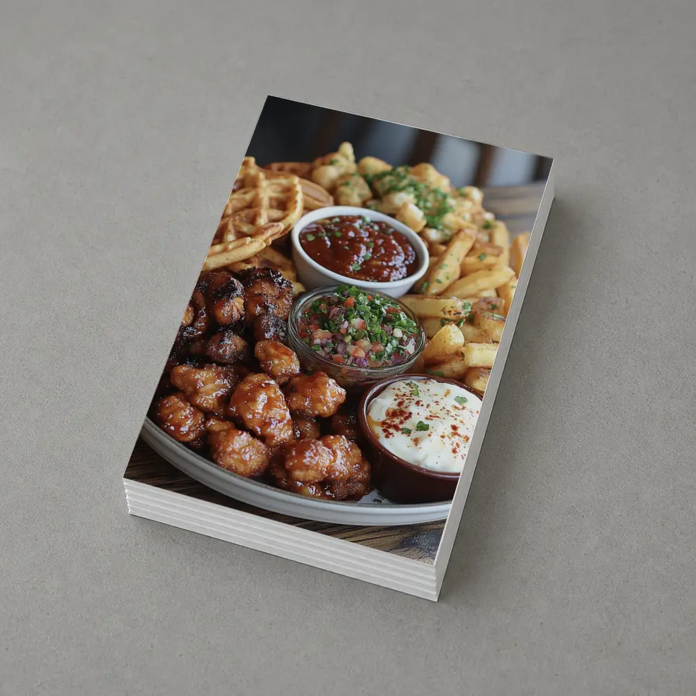 Crispy Chicken Waffles Fries Platter Dipping Sauces – Postcards