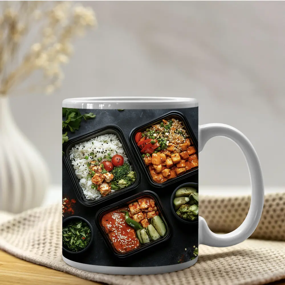Asian Meal Prep Bowls Dark Stone Background – Mugs