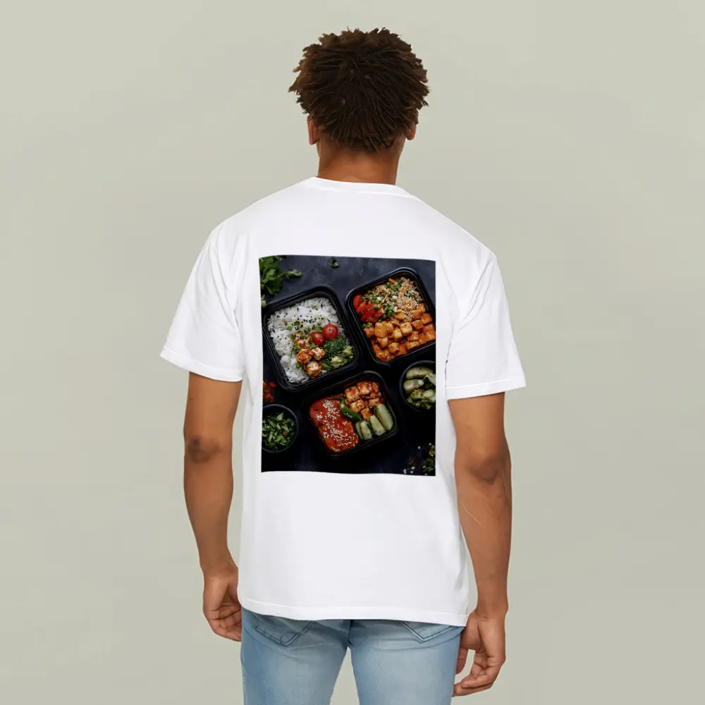Asian Meal Prep Bowls Dark Stone Background – T-Shirts