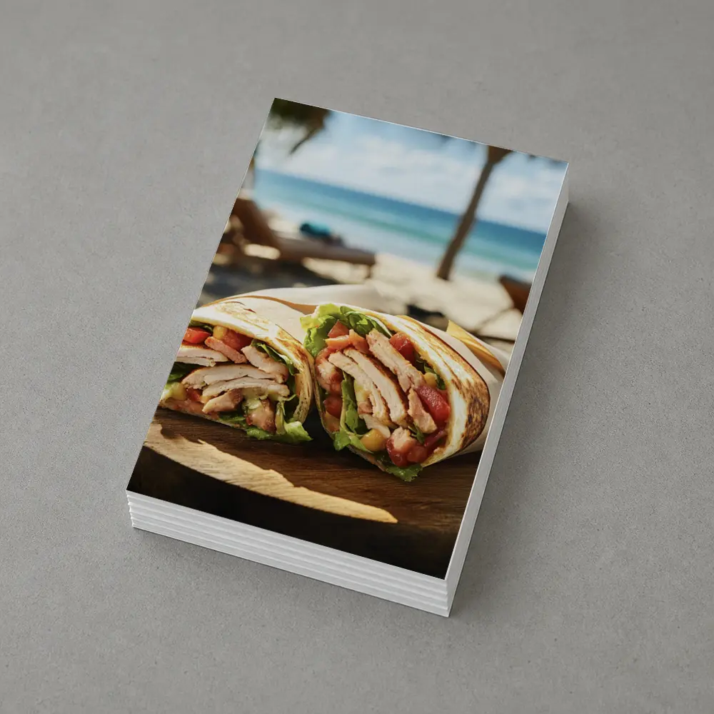Chicken Wrap Sandwich on Sunny Beach – Postcards