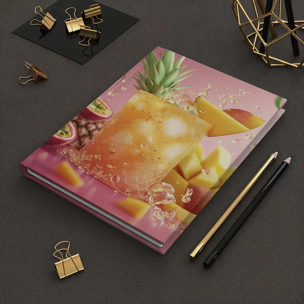 Tropical Mango Passion Fruit Cocktail Pink Background – Notebooks