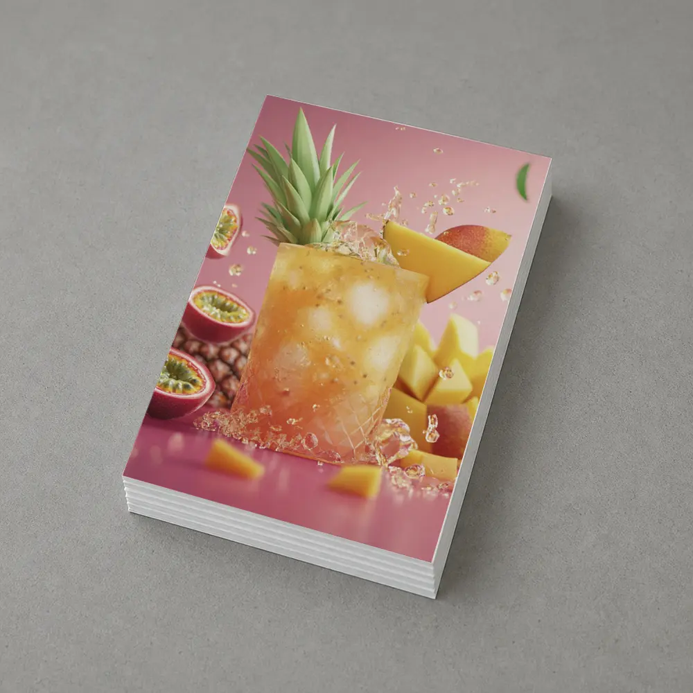Tropical Mango Passion Fruit Cocktail Pink Background – Postcards