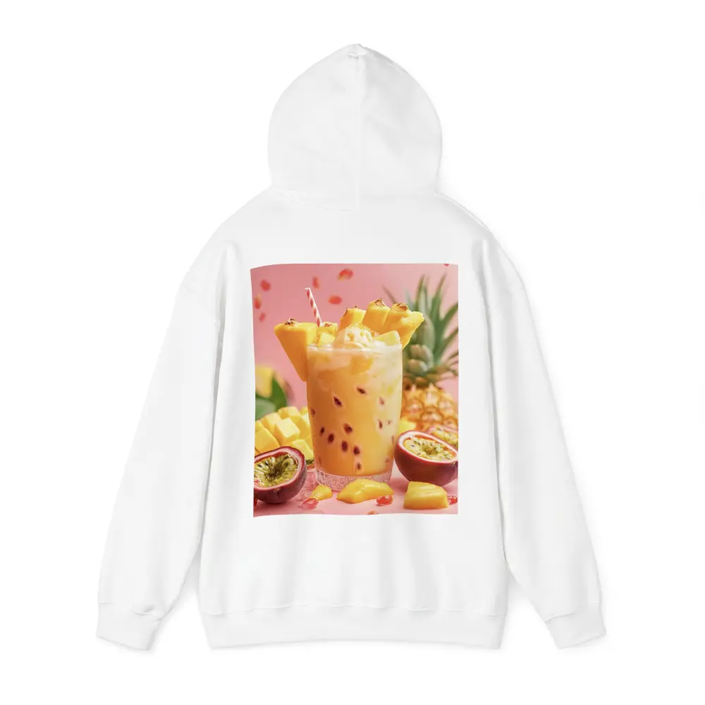 Tropical Mango Passion Fruit Drink Pink Background – Hoodies