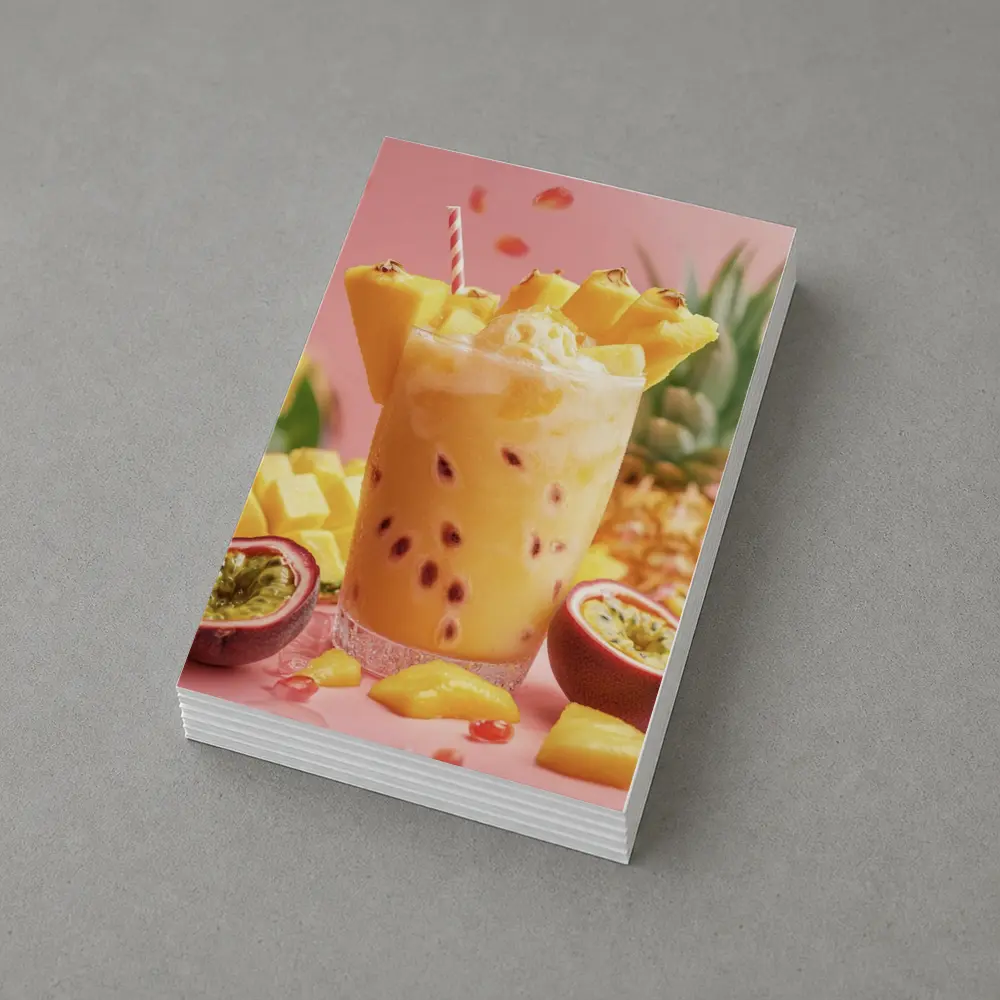 Tropical Mango Passion Fruit Drink Pink Background – Postcards