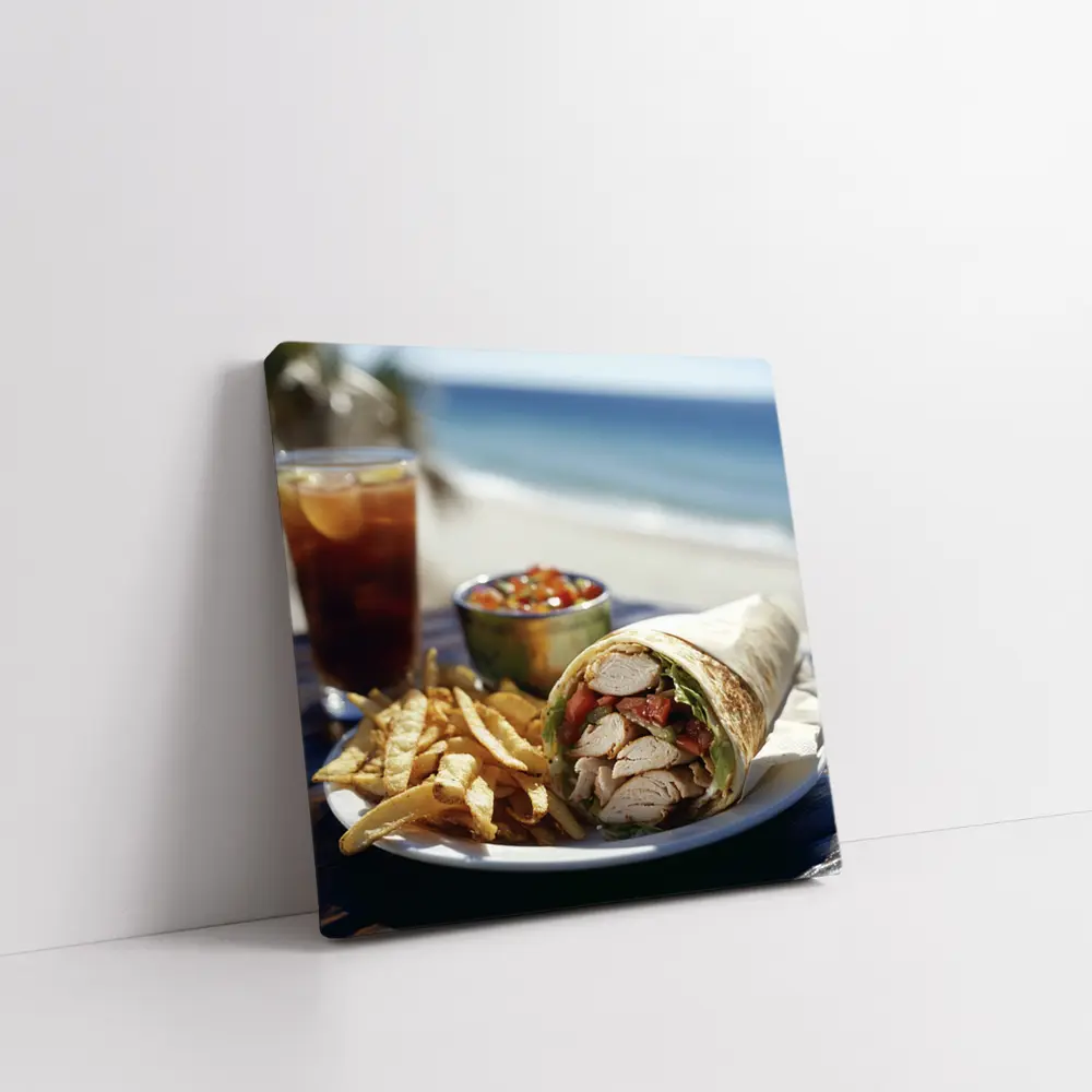 Chicken Wrap Fries Salsa Beach Setting – Wall Art
