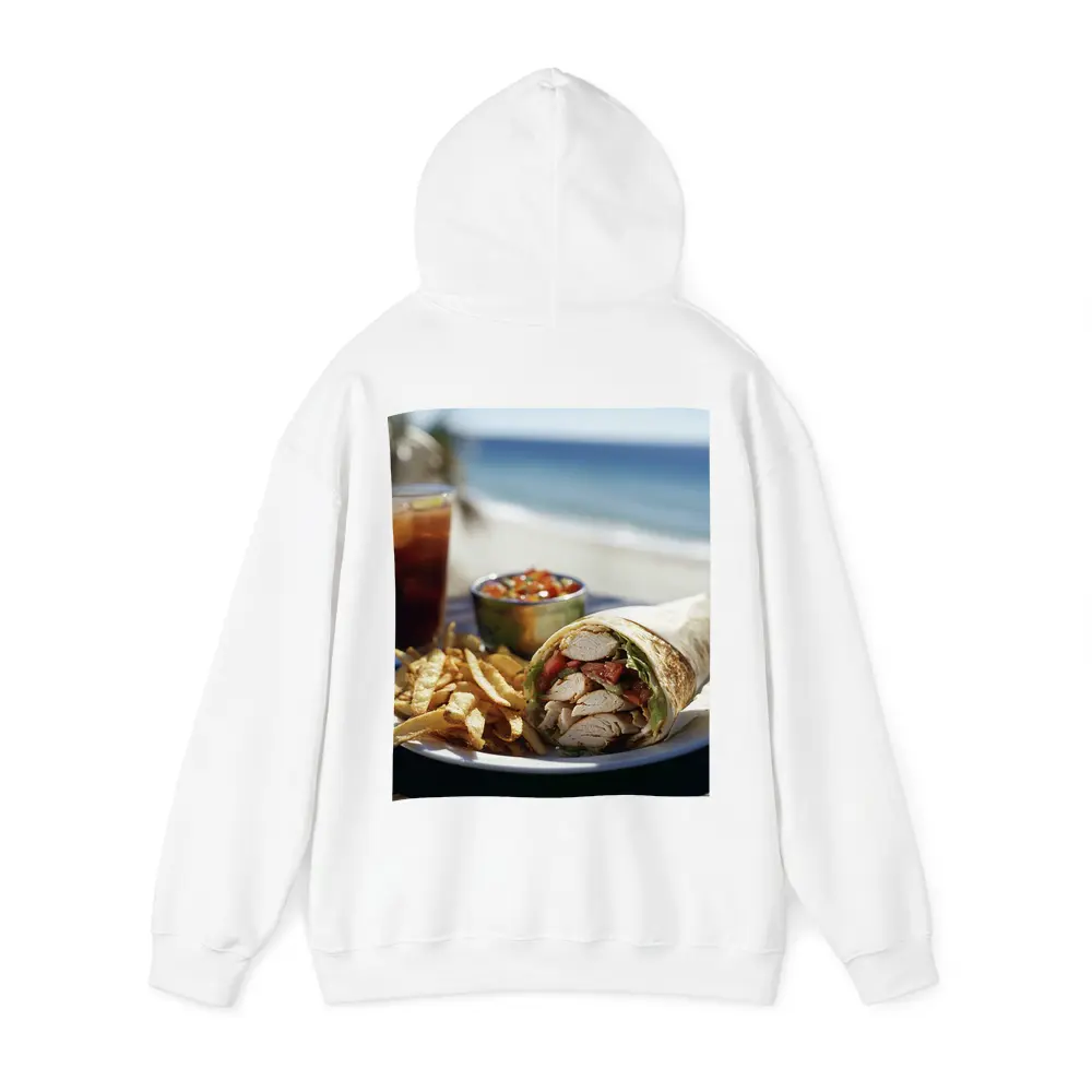 Chicken Wrap Fries Salsa Beach Setting – Hoodies
