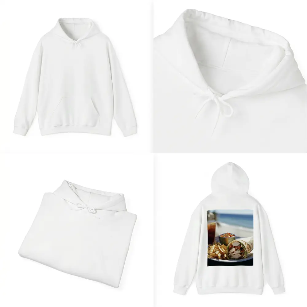 Chicken Wrap Fries Salsa Beach Setting – Hoodies