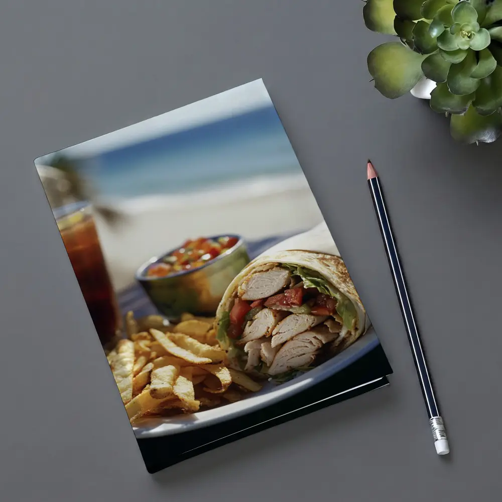 Chicken Wrap Fries Salsa Beach Setting – Notebooks