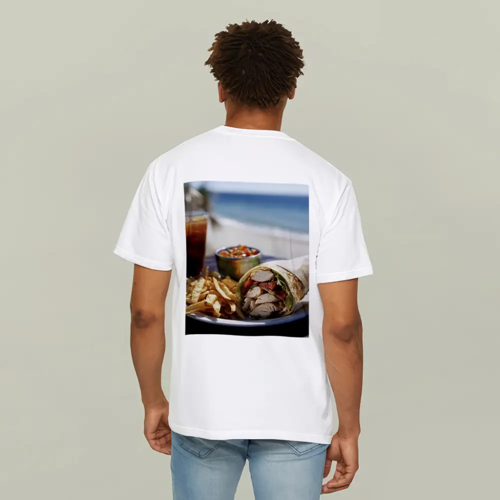 Chicken Wrap Fries Salsa Beach Setting – T-Shirts