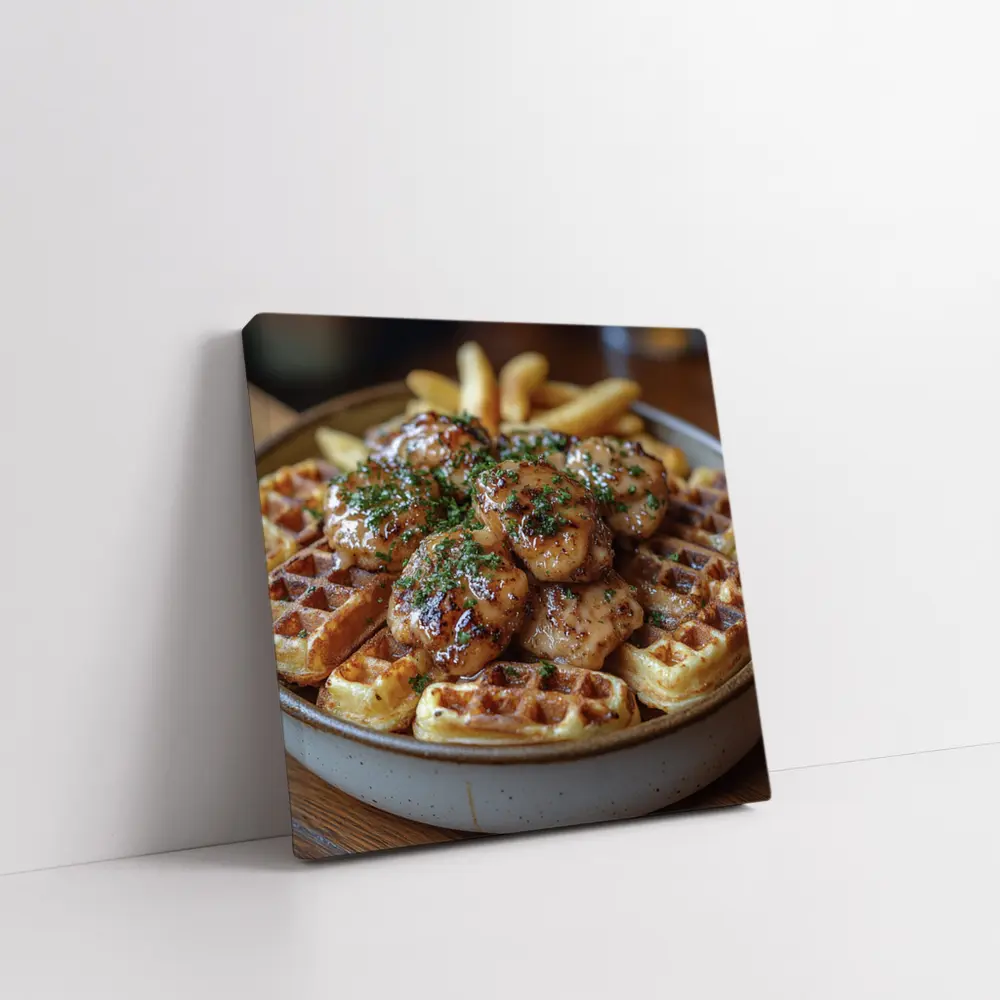 Glazed Chicken Bites Waffles Fries Bowl – Wall Art