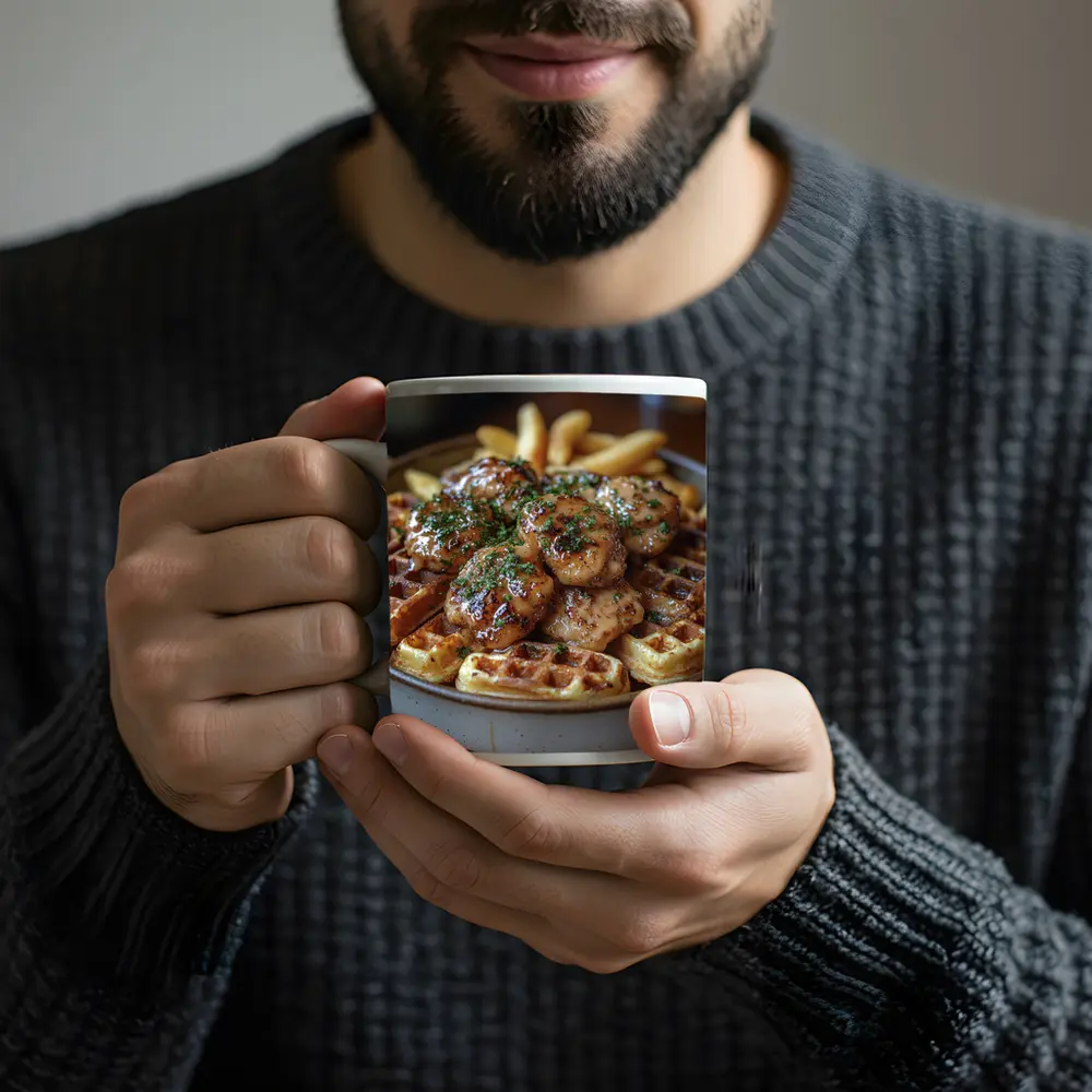 Glazed Chicken Bites Waffles Fries Bowl – Mugs