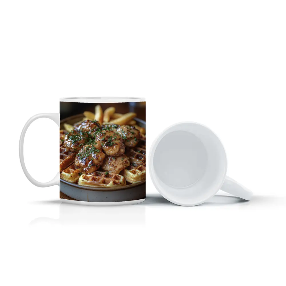 Glazed Chicken Bites Waffles Fries Bowl – Mugs