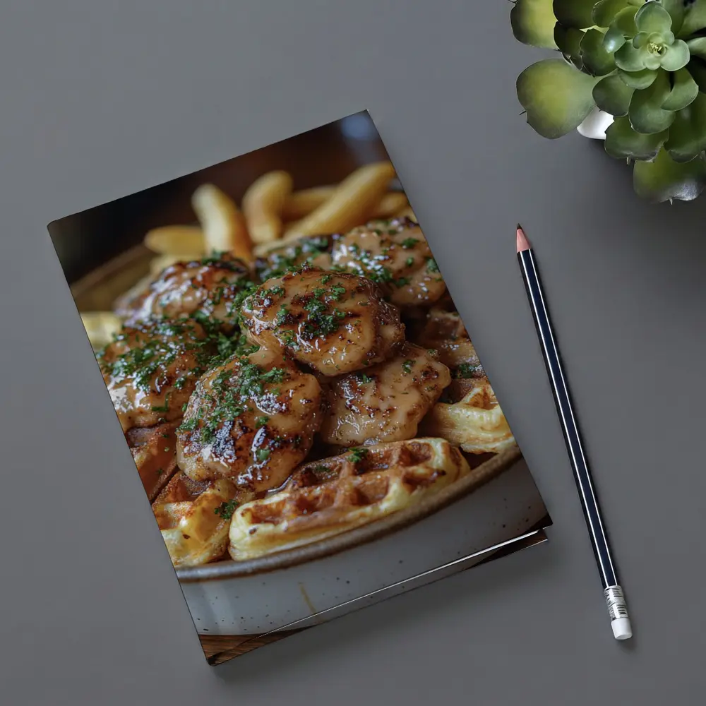 Glazed Chicken Bites Waffles Fries Bowl – Notebooks