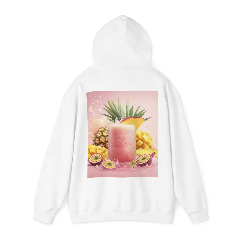 Tropical Mango Pineapple Smoothie Pink Background – Hoodies