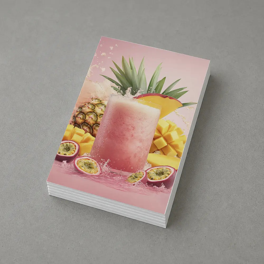 Tropical Mango Pineapple Smoothie Pink Background – Postcards