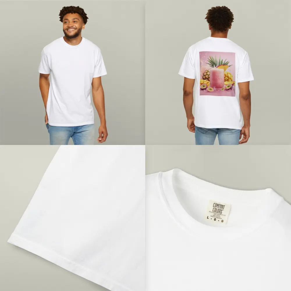 Tropical Mango Pineapple Smoothie Pink Background – T-Shirts