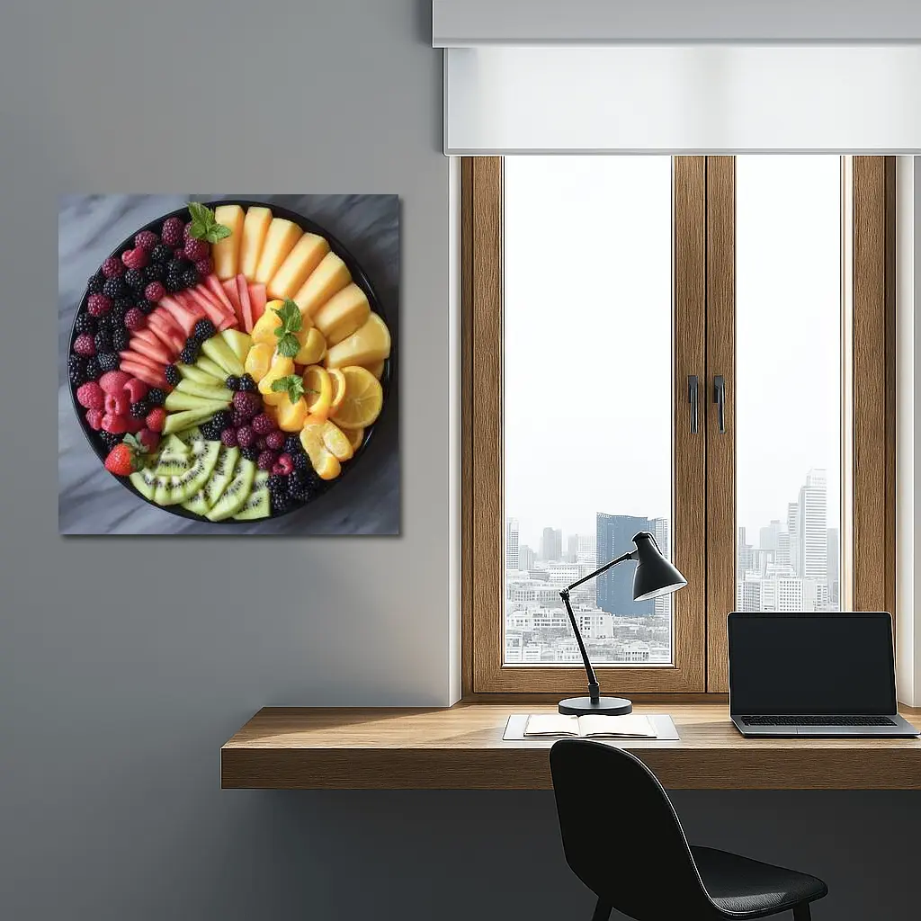 Colorful Fresh Fruit Platter Overhead View – Wall Art