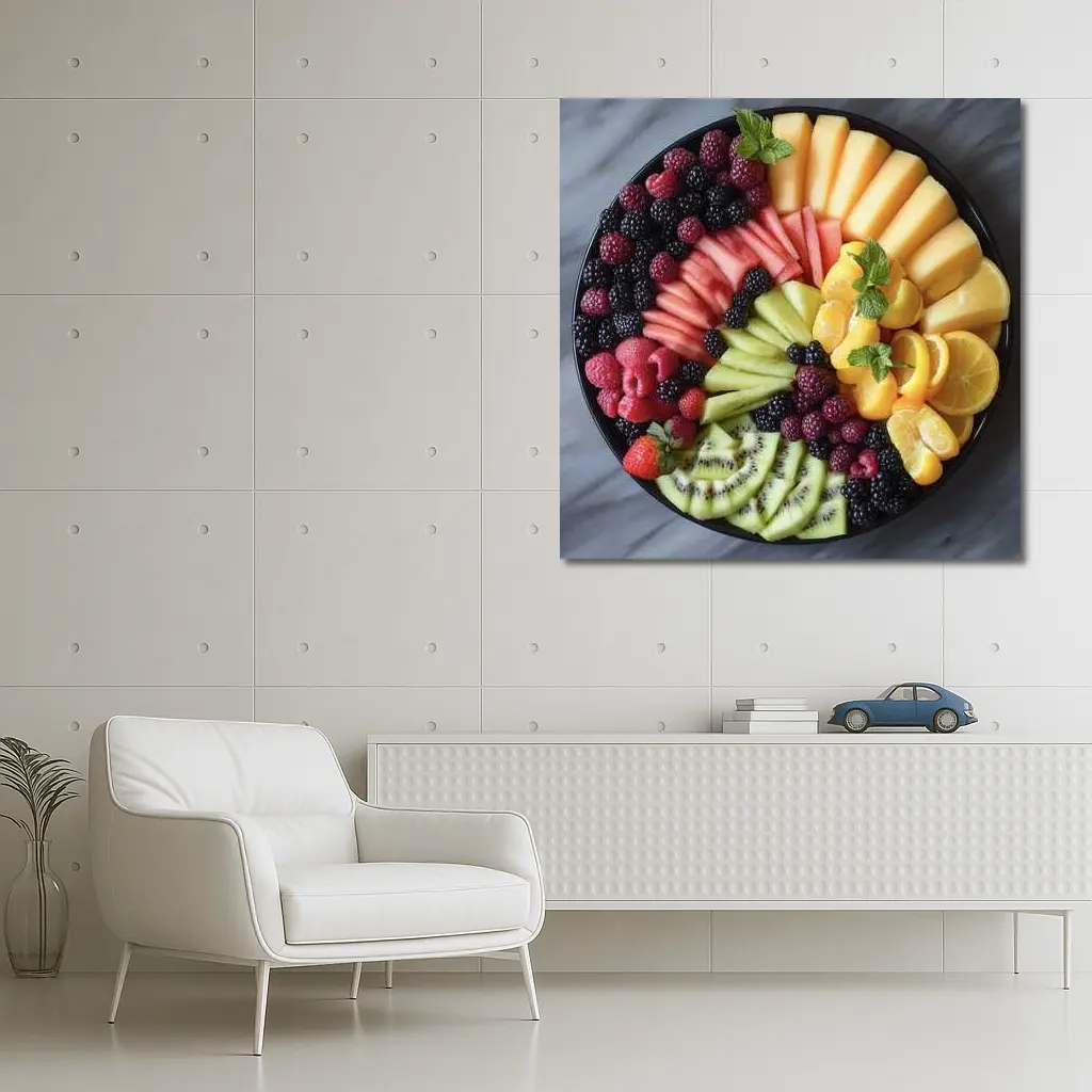 Colorful Fresh Fruit Platter Overhead View – Wall Art