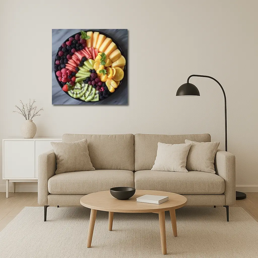 Colorful Fresh Fruit Platter Overhead View – Wall Art