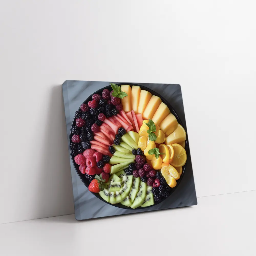 Colorful Fresh Fruit Platter Overhead View – Wall Art