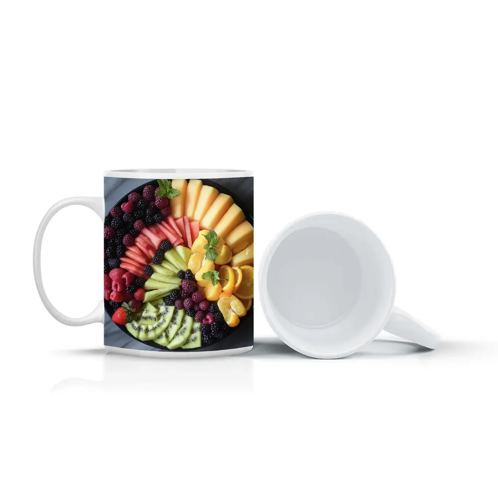 Colorful Fresh Fruit Platter Overhead View – Mugs