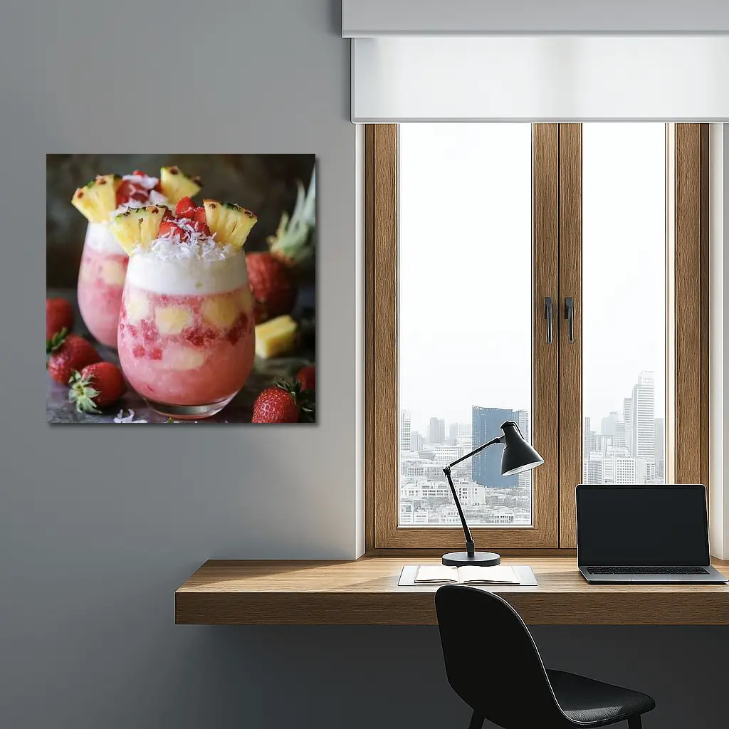 Strawberry Pineapple Coconut Tropical Layered Drinks – Wall Art