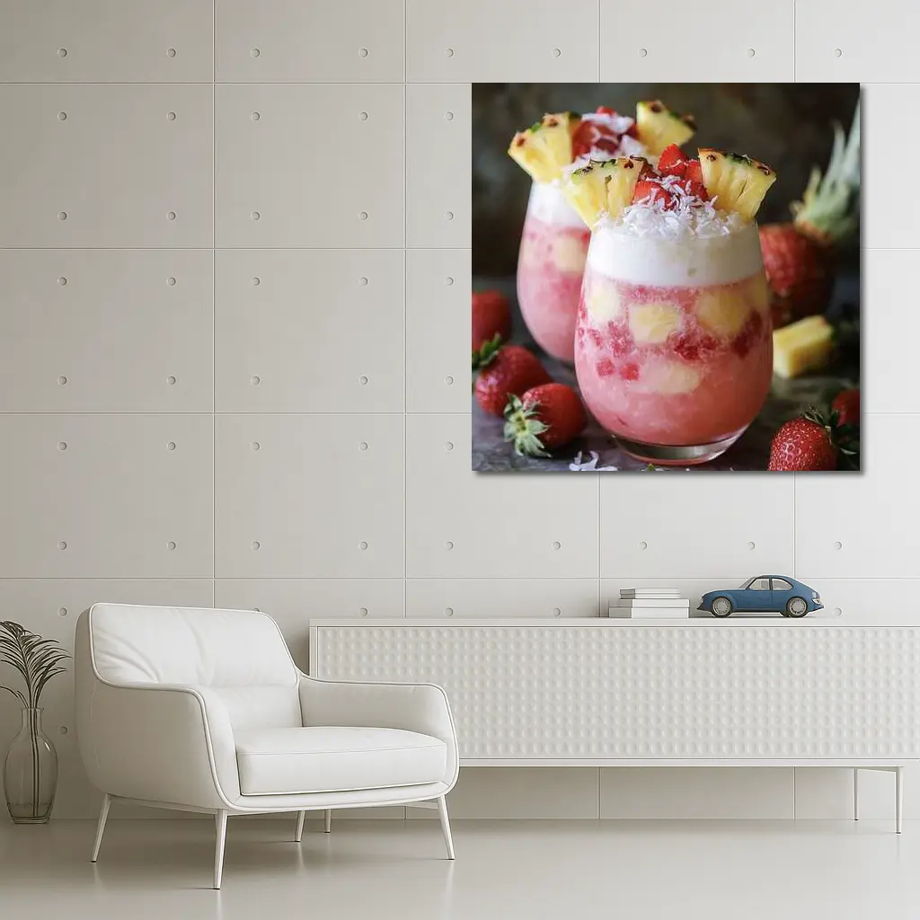 Strawberry Pineapple Coconut Tropical Layered Drinks – Wall Art