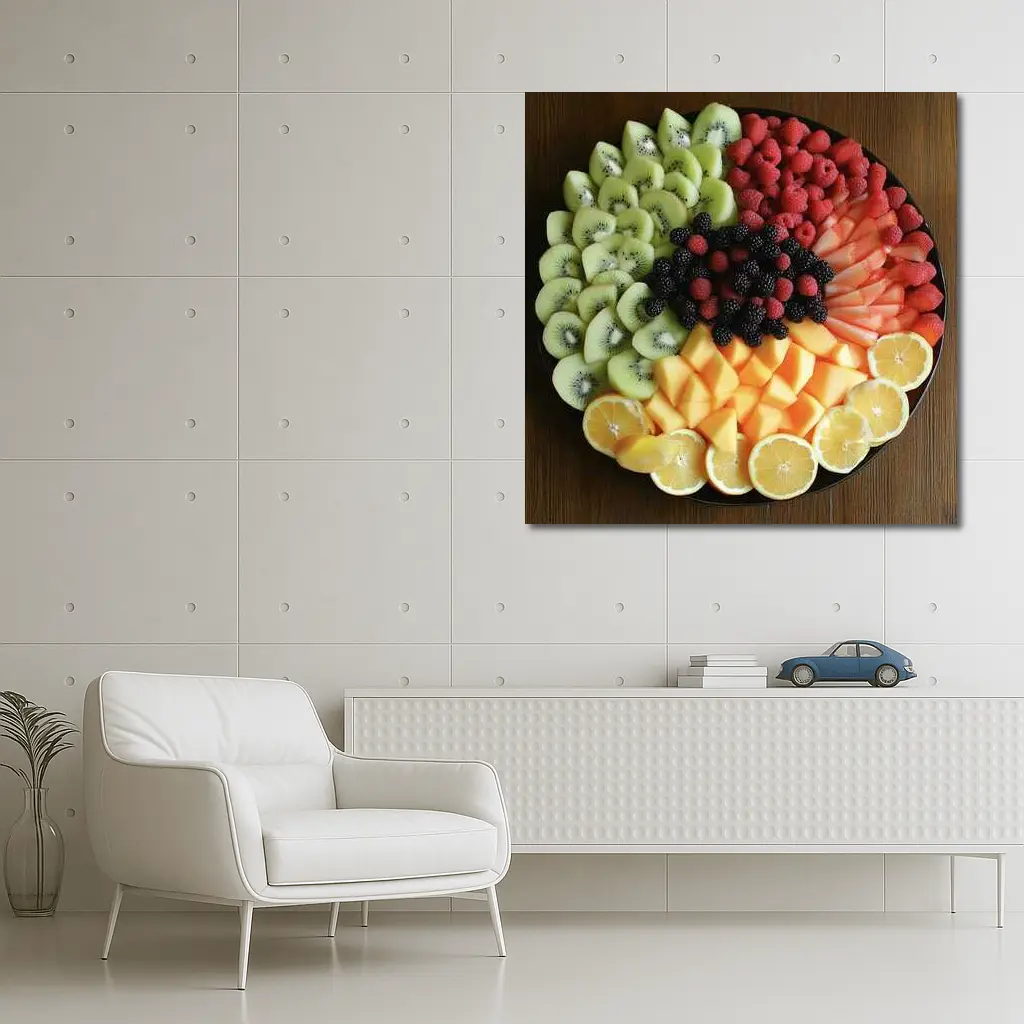Fresh Fruit Platter Overhead View Dark Plate – Wall Art