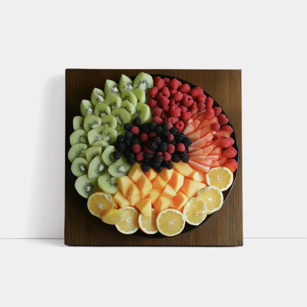 Fresh Fruit Platter Overhead View Dark Plate – Wall Art