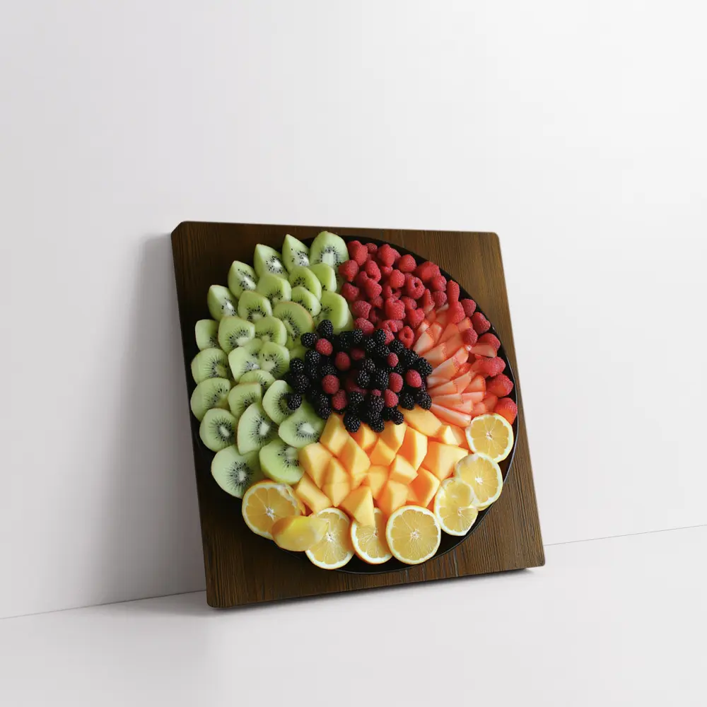 Fresh Fruit Platter Overhead View Dark Plate – Wall Art