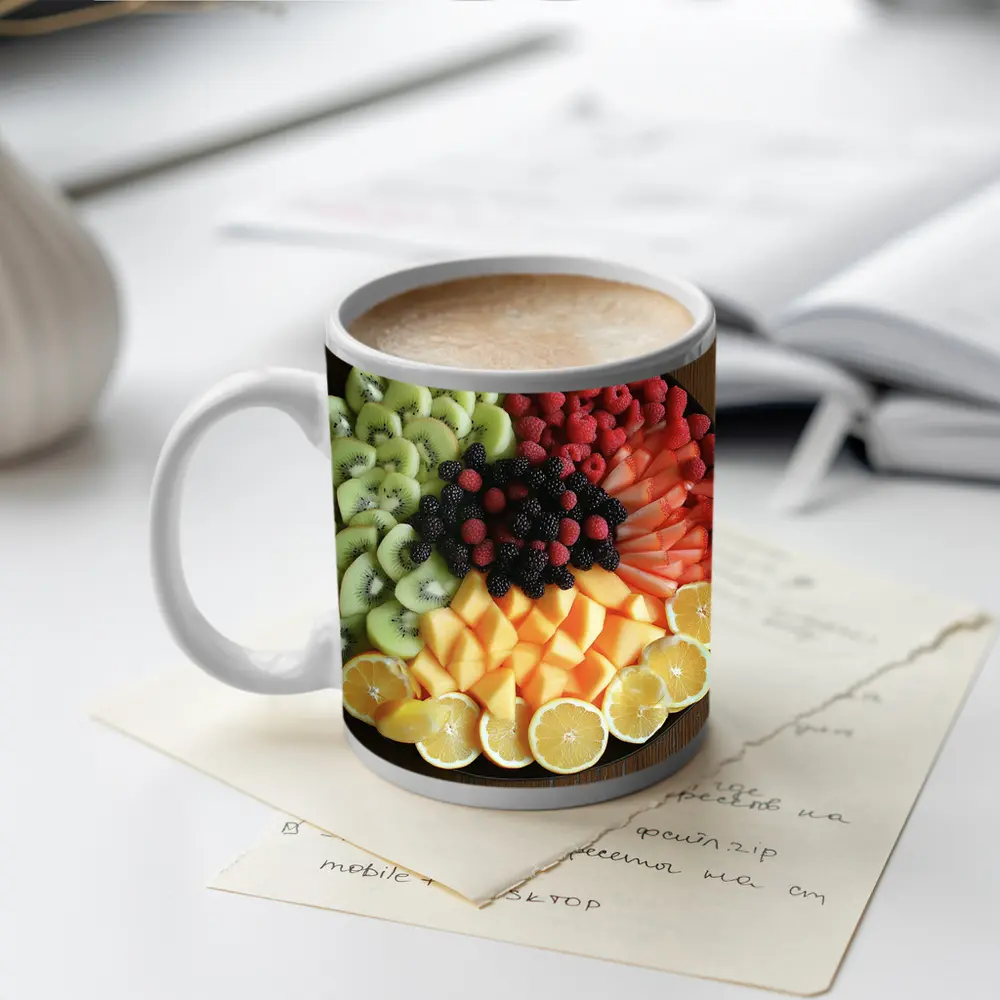 Fresh Fruit Platter Overhead View Dark Plate – Mugs