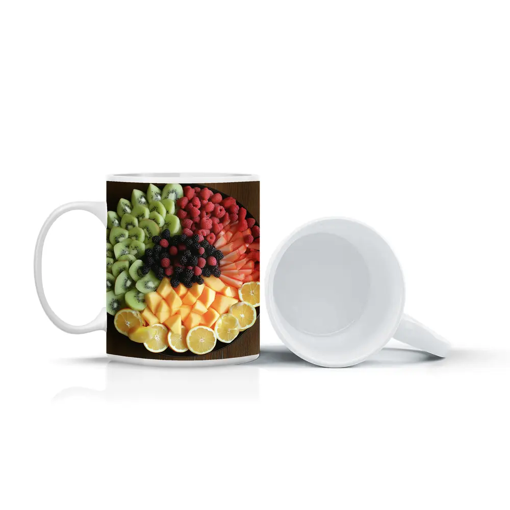 Fresh Fruit Platter Overhead View Dark Plate – Mugs