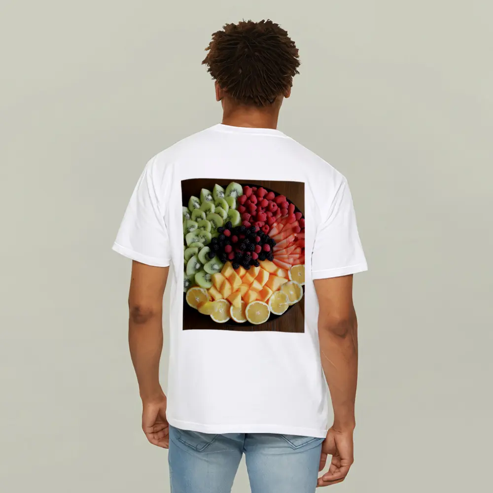 Fresh Fruit Platter Overhead View Dark Plate – T-Shirts