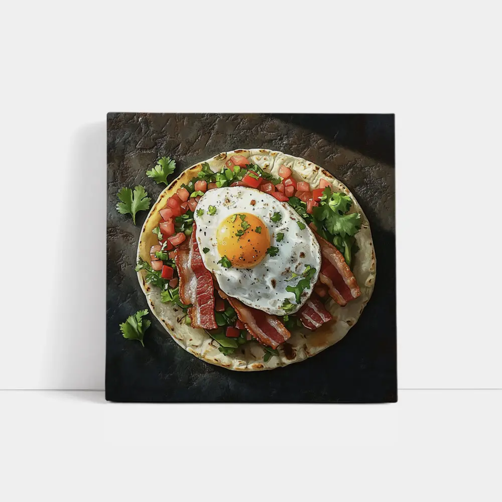 Breakfast Taco Bacon Egg Pico Dark – Wall Art