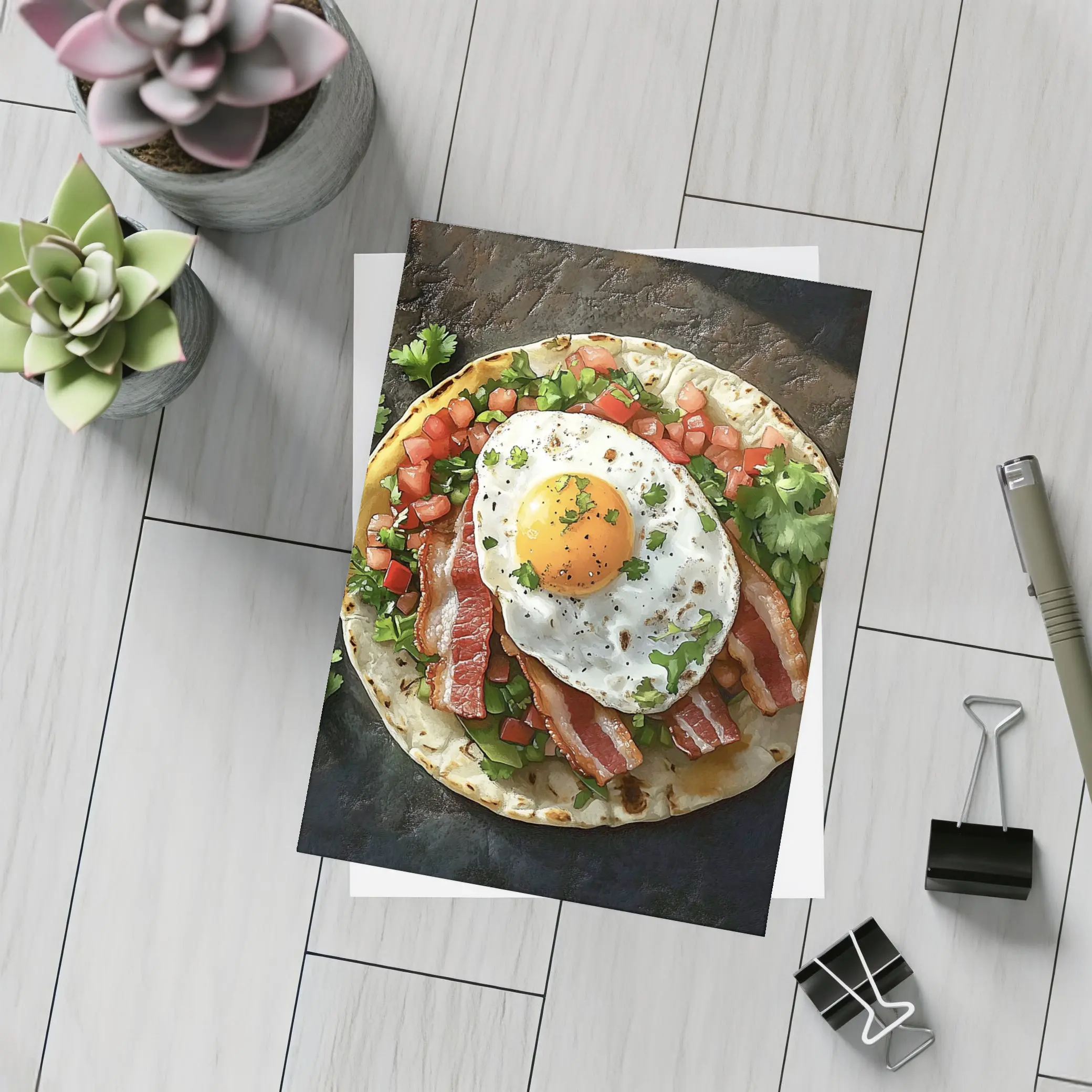 Breakfast Taco Bacon Egg Pico Dark – Postcards