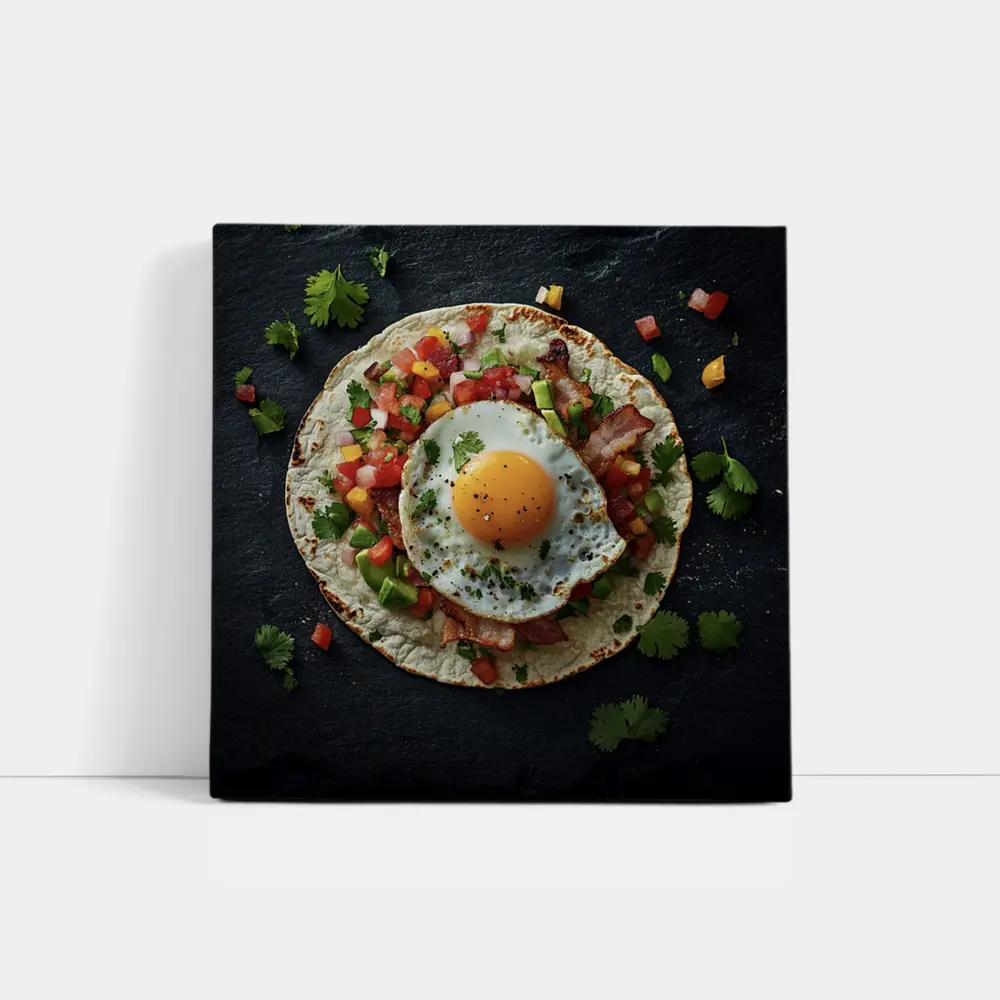 Breakfast Taco Fried Egg Dark Stone – Wall Art
