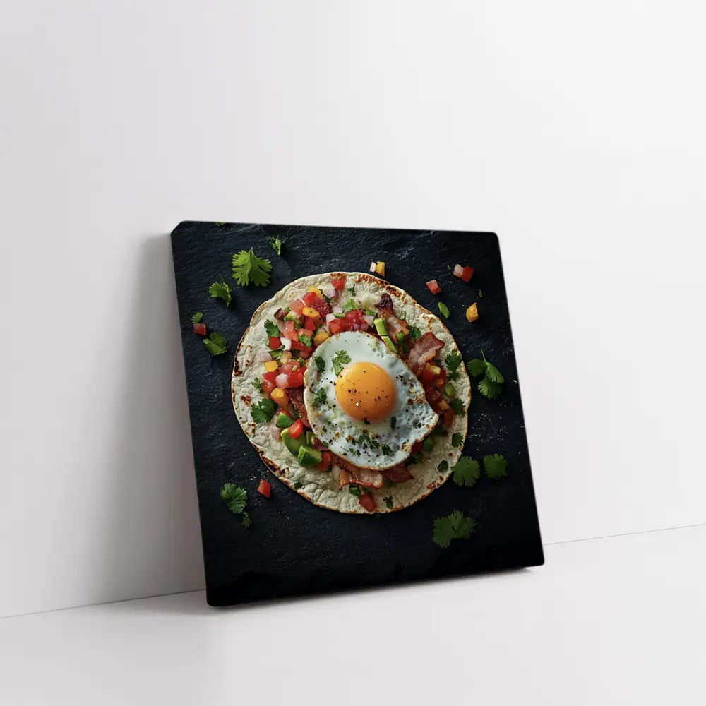 Breakfast Taco Fried Egg Dark Stone – Wall Art