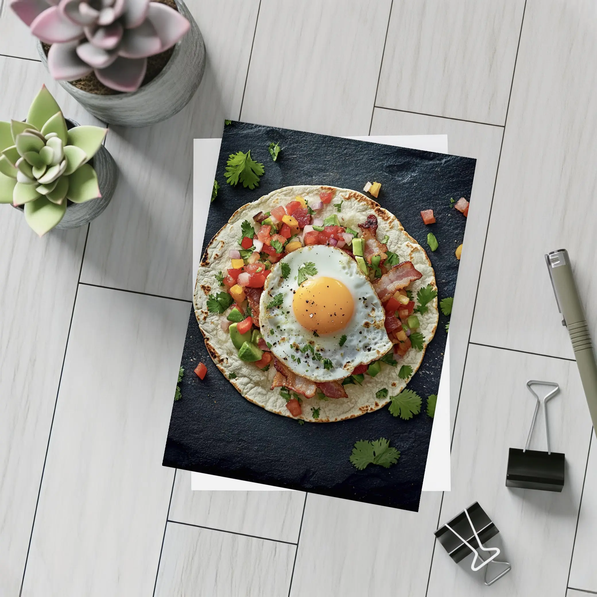 Breakfast Taco Fried Egg Dark Stone – Postcards