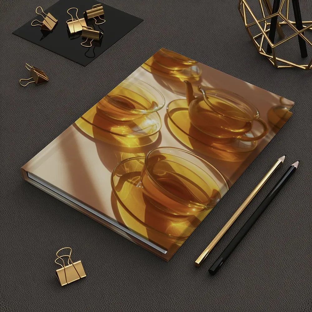 Glass Tea Cups Set Warm Golden Light – Notebooks