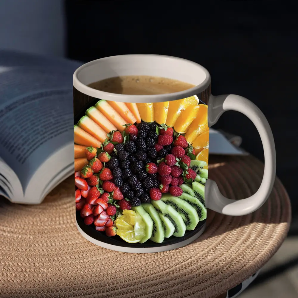 Fresh Fruit Platter on Dark Wood – Mugs