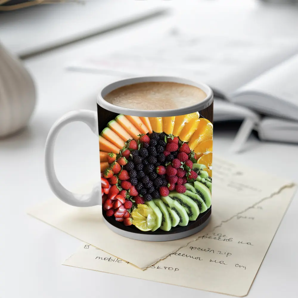 Fresh Fruit Platter on Dark Wood – Mugs