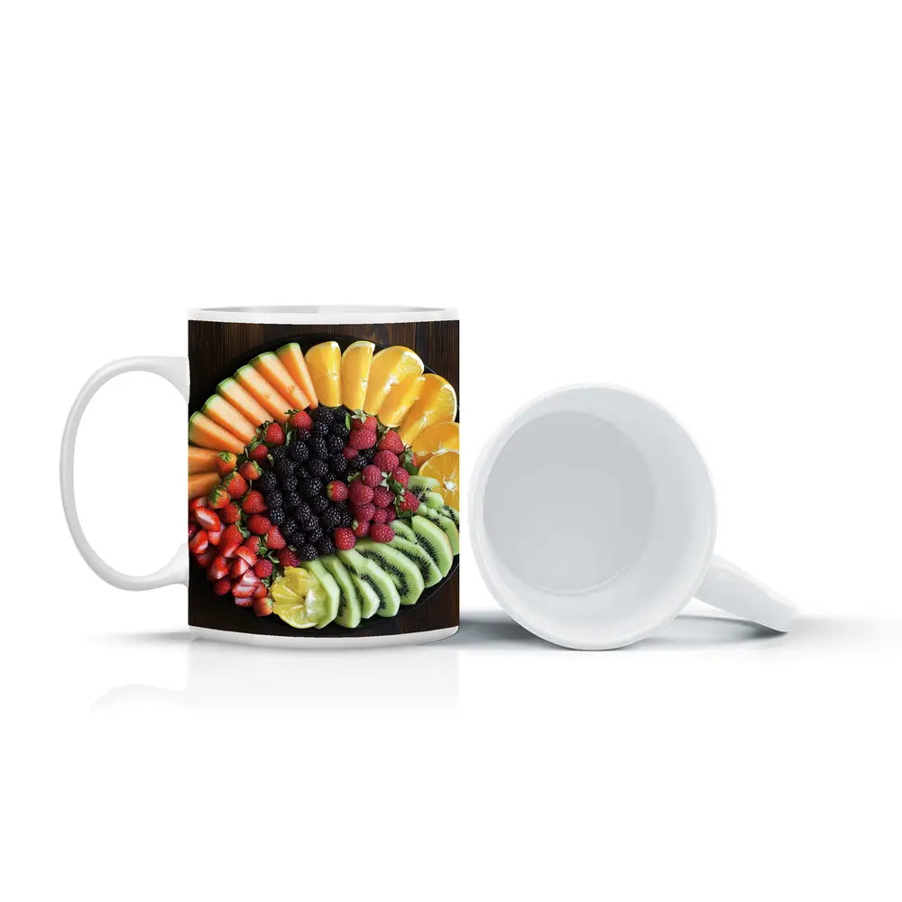 Fresh Fruit Platter on Dark Wood – Mugs